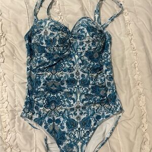 Niptuck swimsuit US size 8 blue tummy control swimming One Piece Slimming